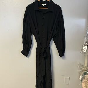 0924-15 Black Button Down Dress